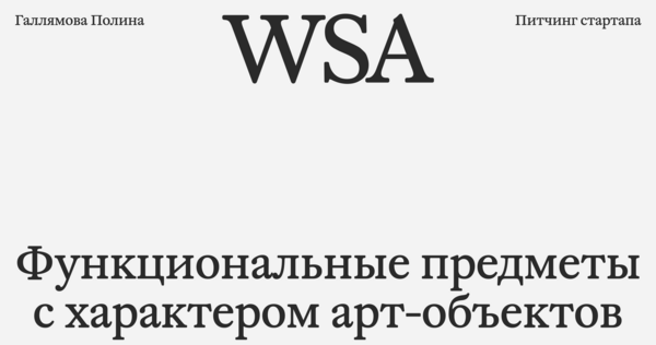 Питчинг бренда WSA