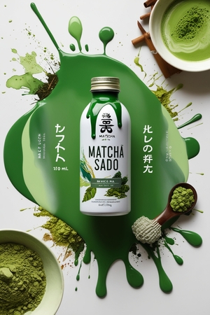 Брендинг с помощью ИИ для матча-чая SADO