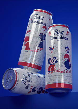 Упаковка для пива "Pubst Blue Ribbon"