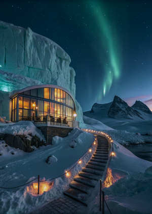 Glacium — отель на айсбергах. AI-ребрендинг