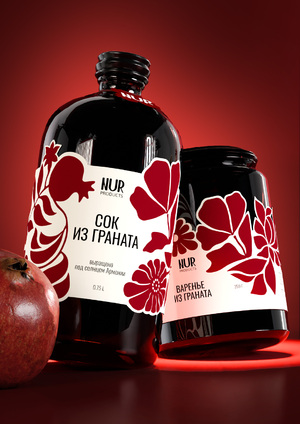 NUR juice and jam packaging