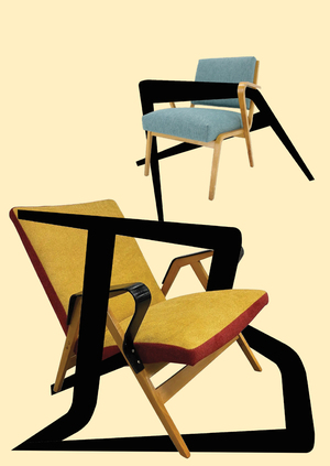 Акцидентный шрифт к Выставке кресел «Mid-century»