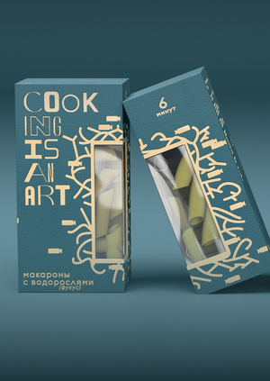 Упаковка макарон из водорослей ALGA