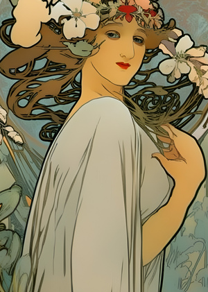 Обучение модели на основе работ Альфонса Мухи