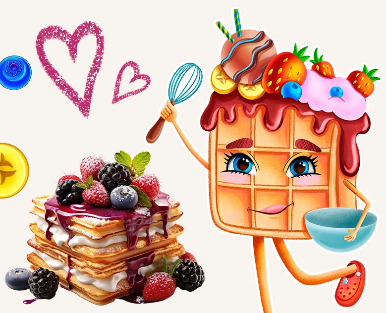 Бренд персонаж- Маскот для кафе бельгийских вафель