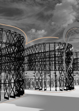 Временный фасад к выставке "Тень Кандинского"