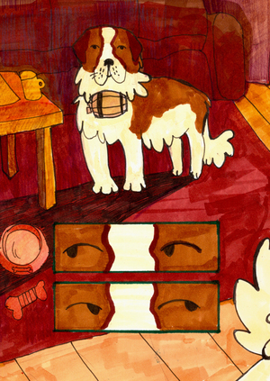 Собачка с бочонком