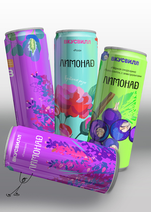 Дизайн упаковки для линейки лимонадов ВкусВилл