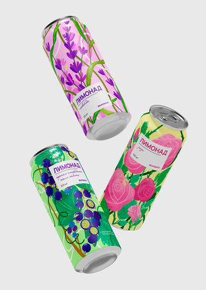 Иллюстрации и дизайн упаковки для лимонадов Вкусвилл