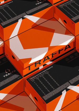The design of the Traffa brand shoeboxes