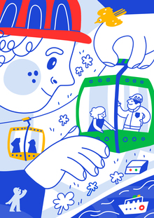 Через реку на канатке