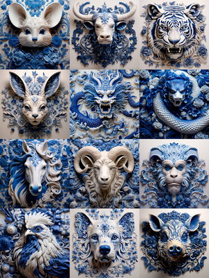 Blue and White Porcelain Rhyme · New Zodiac Rhyme