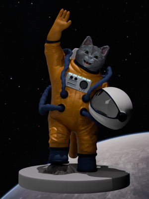 3D кот космонавт 