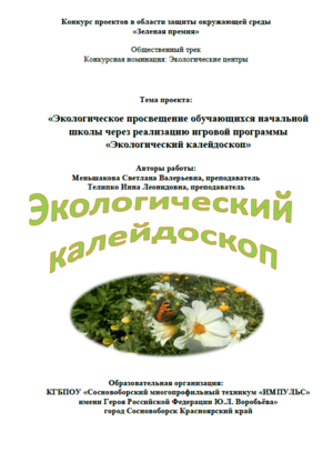 Экологическое просвещение обучающихся начальной школы через реализацию игро