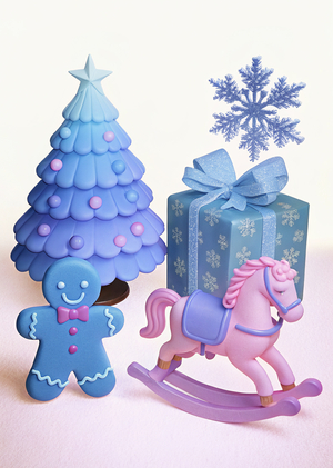 Серия новогодних 3д-игрушек