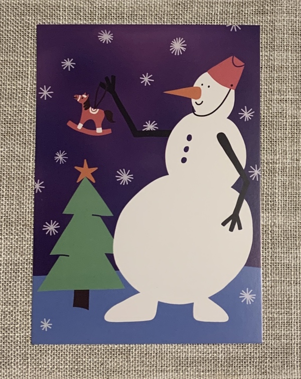 Открытка новогодняя "Снеговик"