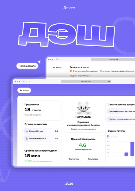 Дэш / Сервис автоматизации оценки успеваемости для преподавателей