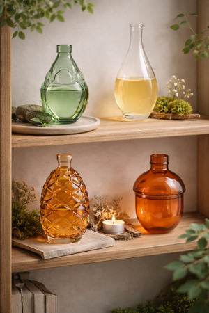 Создание коллекции стеклянных флаконов инструментами ИИ