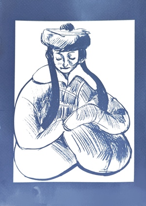 Лики степи: перевод портретов калмычек в технике цианотипии