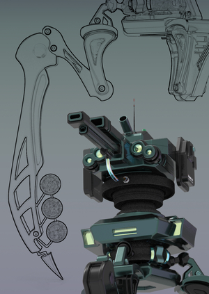 Видеоигровой концепт оружейного механ-юнита