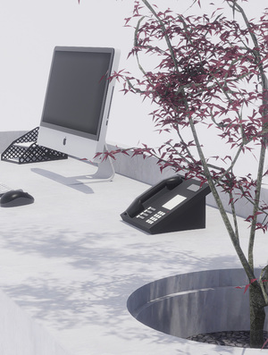 Клаузура стойки ресепшен // проект интерьера флористического коворкинга