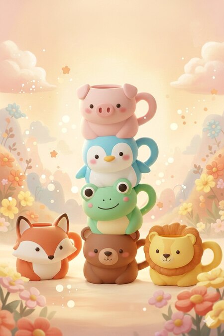 ZOO FRIENDS: Детская серия кружек с помощью инструментов ИИ