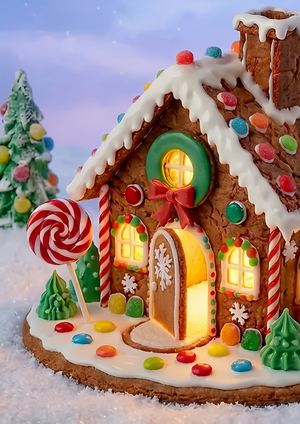 Создание серии новогодних домиков инструментами ИИ