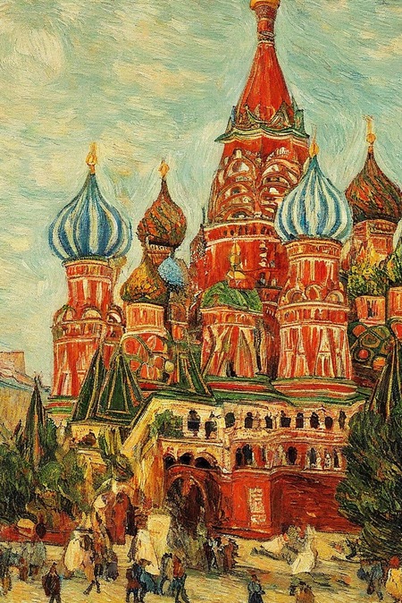 Серия московских локаций в стиле картин Ван Гога