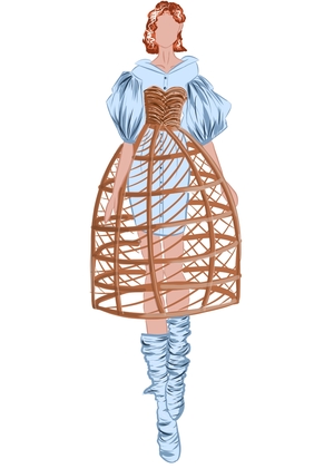 Платье-рубашка  с корсетом из натуральной лозы