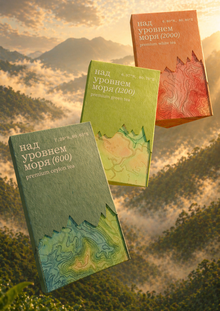 упаковка чая для бренда «Над уровнем моря»