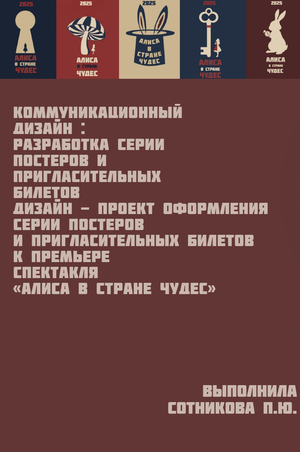 Дизайн - проект оформления серии постеров и пригласительных билетов к премьере спектакля «Алиса в стране чудес»