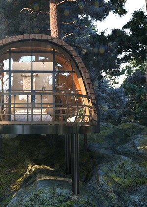 Дизайн-проект глэмпинга на скалах треугольного озера