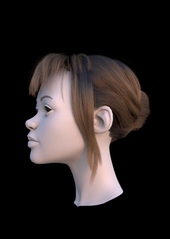 CG Grooming: hairstyle with bangs and bun