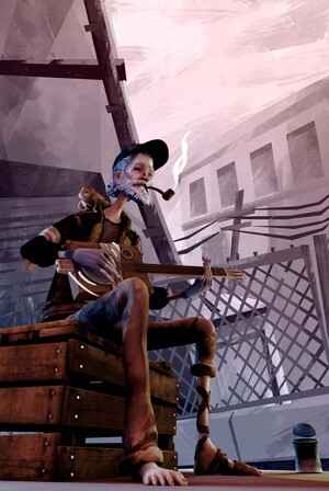 Homeless musician. Textures and rigs.