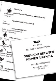 Карта-брошюра для выствки One Night Between Heaven and Hell Карта-брошюра для выствки One Night Between Heaven and Hell