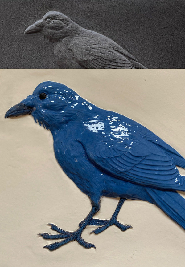 Blue crow, color porcelain. on Mediiia