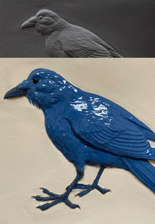 Blue crow, color porcelain.