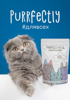 Влажный и сухой корм для кошек Purrfectly