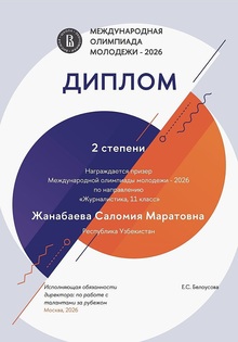 Диплом призёра МОМ 2026 по&nbsp;направлению «Журналистика»