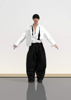 Toga Archive FW25⠀⠀⠀⠀⠀⠀ Look 1 in CLO3D