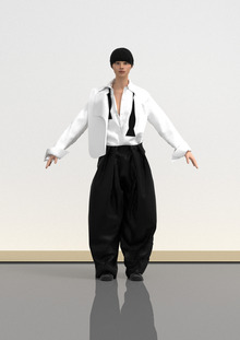 Toga Archive FW25⠀⠀⠀⠀⠀⠀⠀⠀⠀⠀⠀⠀⠀Look 1 in&nbsp;CLO3D