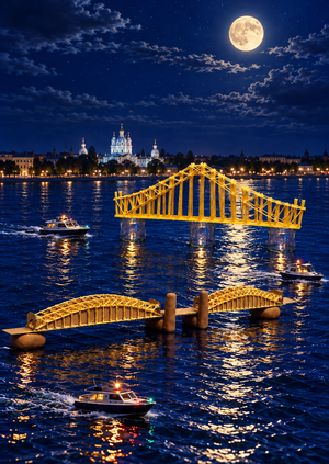 Ферменная конструкция. Большеохтинский мост в Петербурге