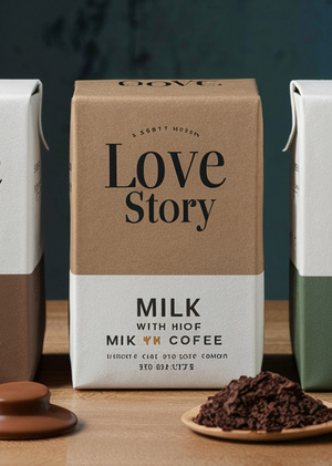 Брендинг упаковки напитков с молоком "Love Story", с помощью неройсетей