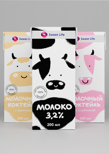 Упаковка детской молочной продукции Sweet life Упаковка детской молочной продукции Sweet life