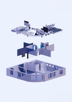 Design project of the interior for the educational cluster: "Shape of blue"