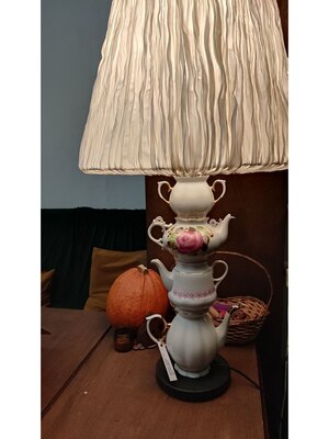 Table lamp made from pottery with small defects