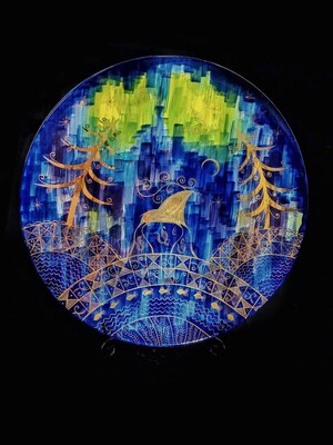Porcelain wall dish "Northern Lights"