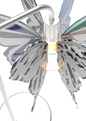 A series of lamps made of recycled plastic.